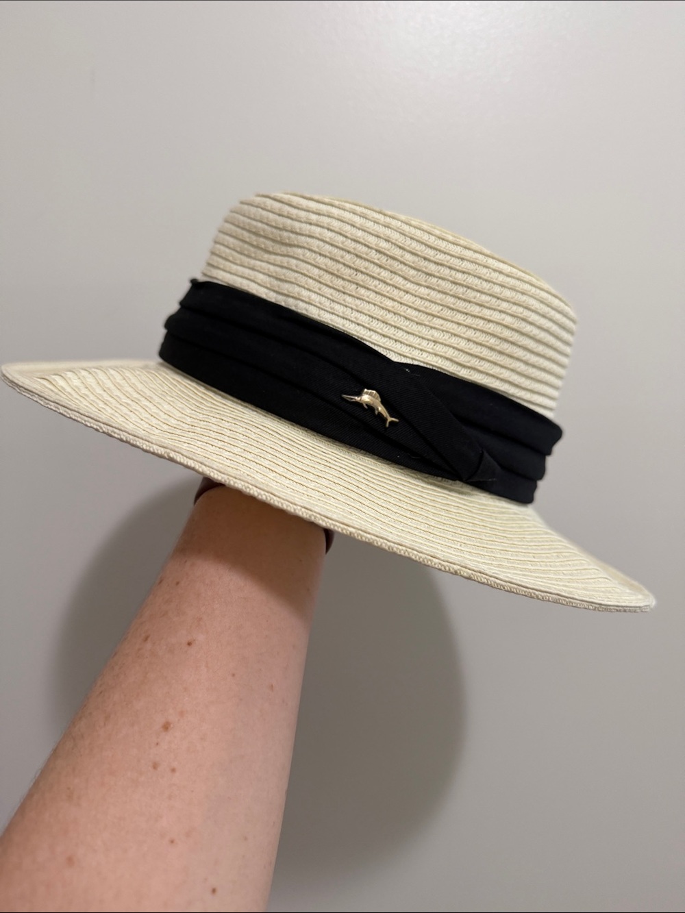 Tommy Bahama Straw Woven Sun Hat Tan Black One Size